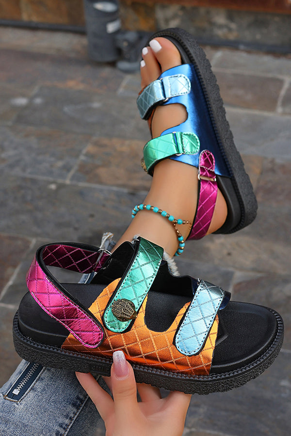 Fashionable Colorful Prism-shaped Thick-soled Beach Sandals-consonak