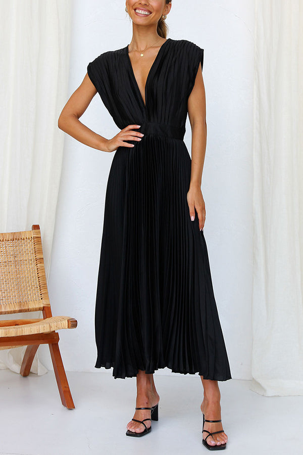 Hello Gorgeous Satin Pleated Party Midi Dress | Consonak