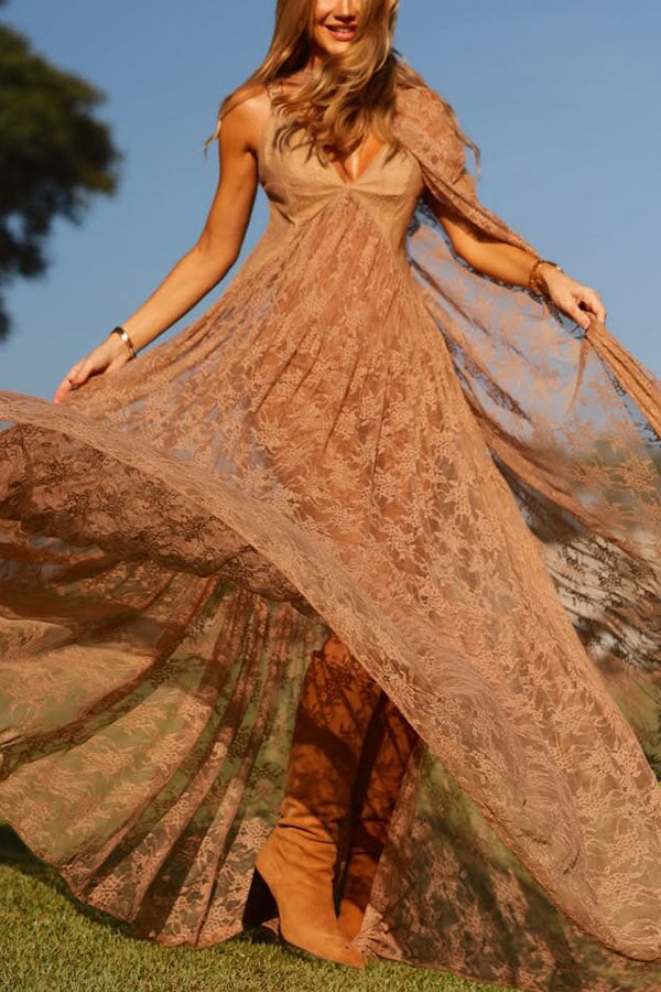 Carissa Floral Lace High Low Maxi Cape-consonak