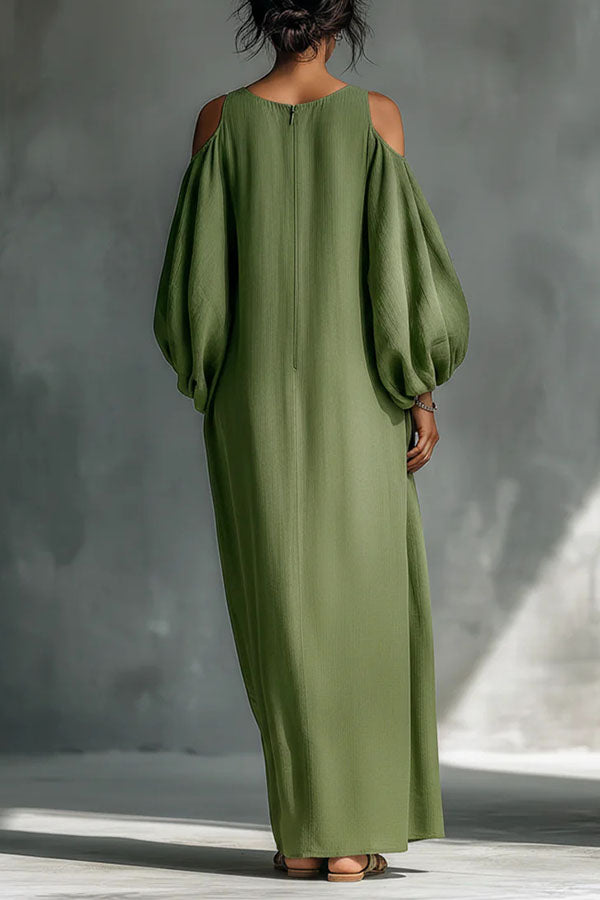 Elegant Off-the-Shoulder Lantern Sleeve Long Dress-Consonak