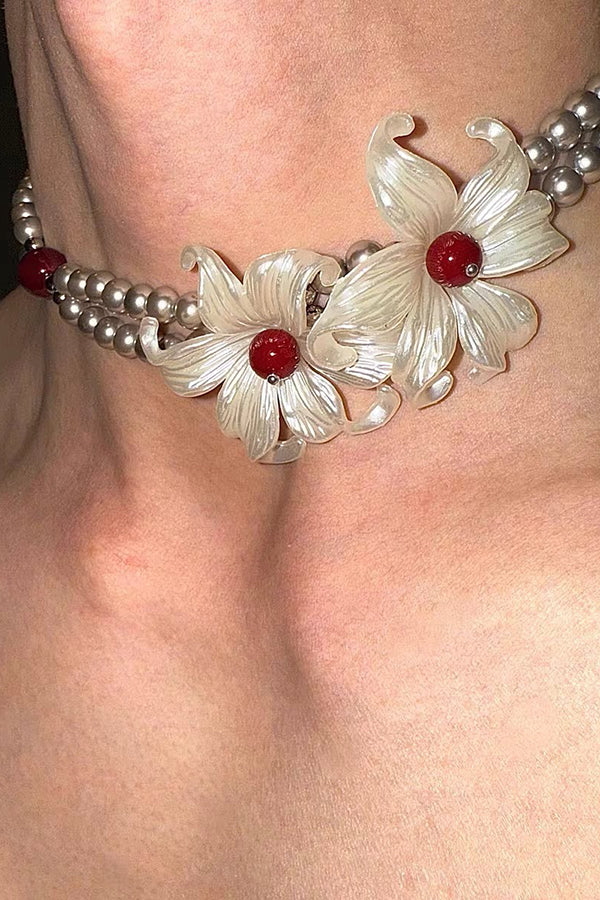 Fashionable Iris Elegant Silver Pearl Necklace-consonak