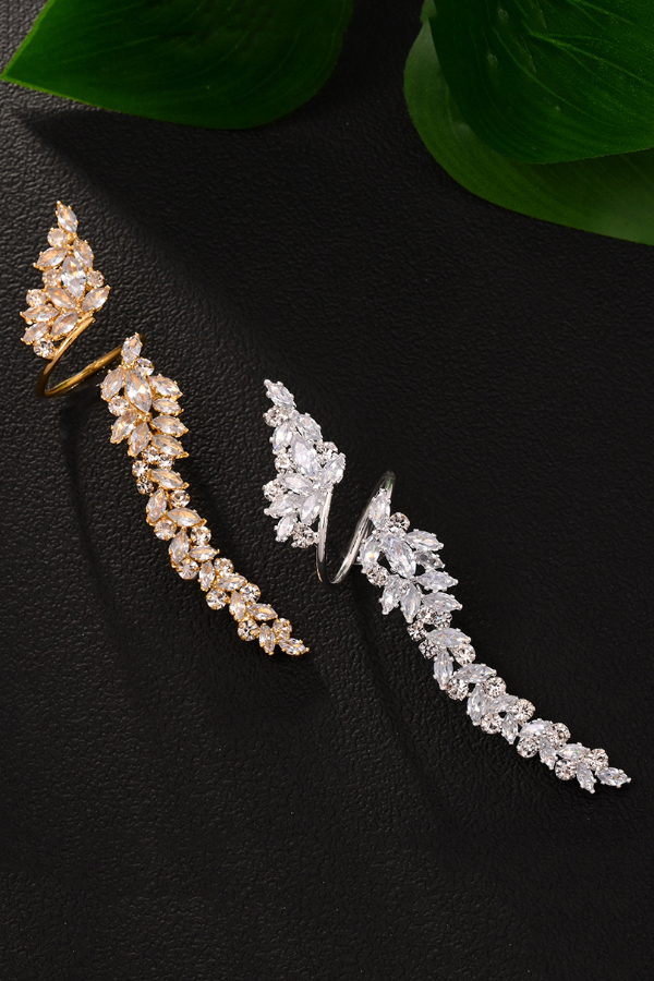 Stylish Zircon Leaf-shaped Open Ring