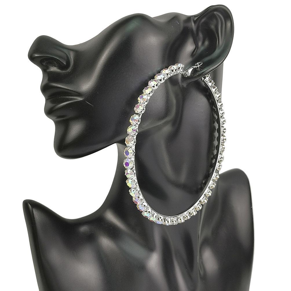 Acrylic Fancy Color Diamond Big Circle Diamond Earrings-consonak