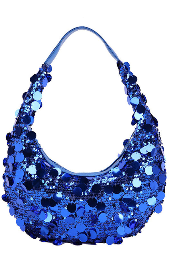 Large Sequin Embellished Zipper Shoulder Bag-consonak