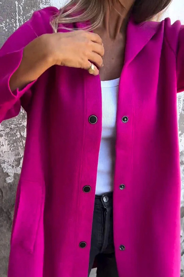 Solid Color Casual Long Sleeve Single Breasted Hooded Jacket-consonak