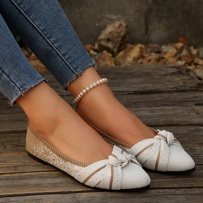 Fashionable Bow Colorblock Casual Flats-consonak