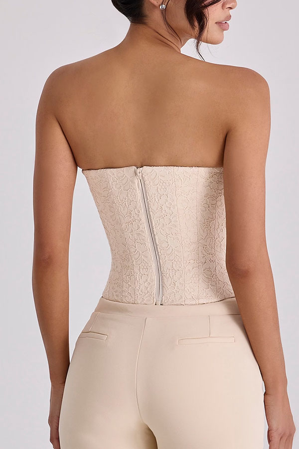 Sprinkle of Romance Floral Lace Off The Shoulder Corset Tank and Mid Rise Stretch Shorts Set-Consonak