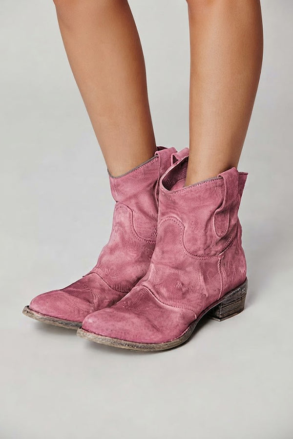 Faux Suede Mid-calf Boots with Low Heels-Consonak