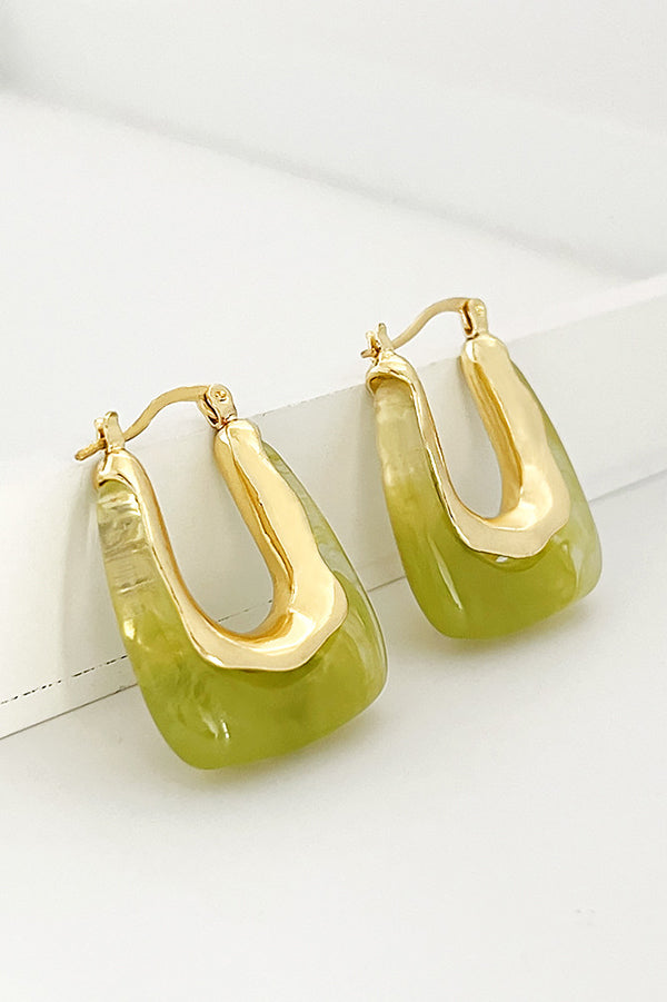 Fashionable Geometric U-shaped Colorful Jelly Earrings-consonak