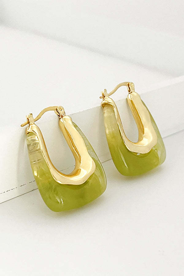 Fashionable Geometric U-shaped Colorful Jelly Earrings-consonak