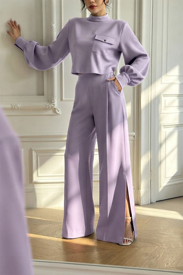 The Ultimate Chic Matching Set: Crop Top & Wide-Leg Pants-Consonak
