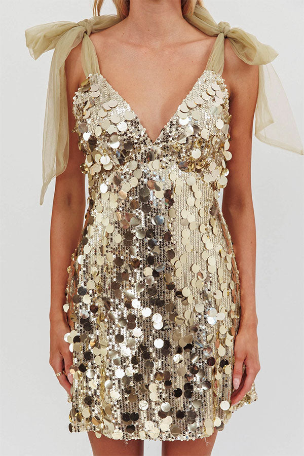 Celeste Glamour Sequin Mini Dress-Consonak