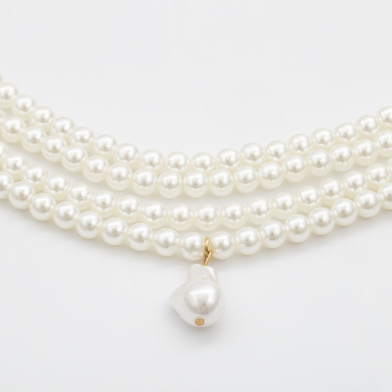 Stylish Geometric Pearl Beaded Multi-Layer Necklace | Consonak