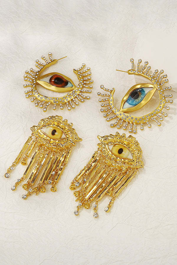 Vintage Evil Eye Tassel Earrings-consonak