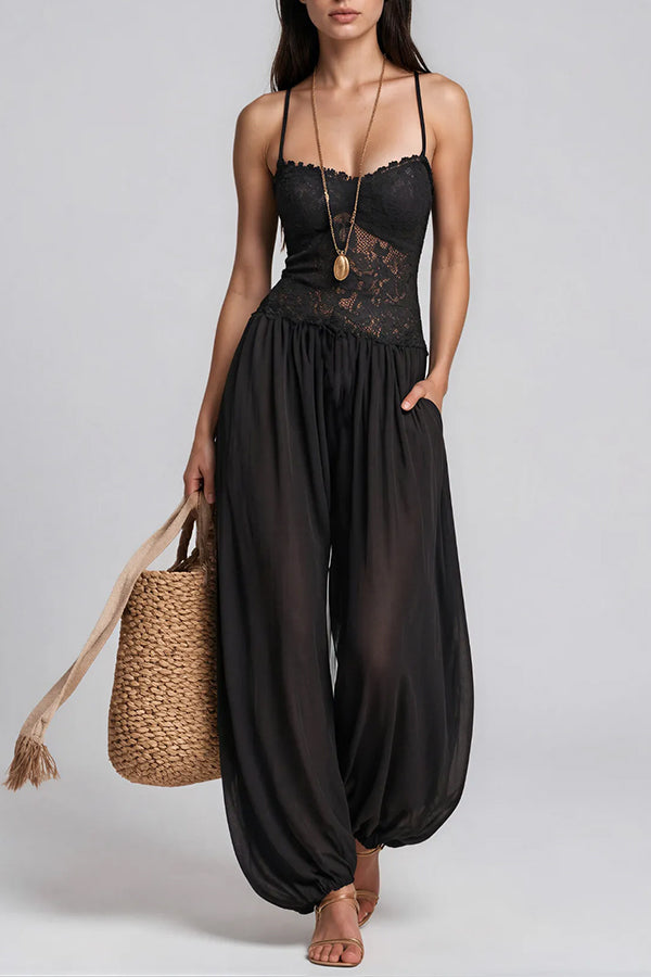 Aria Lace Bodice Boho Jumpsuit-Consonak