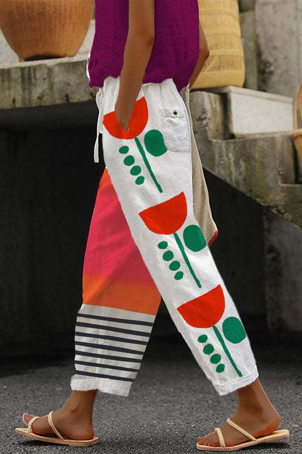 Casual Unique Printed Button Pocket Pants-consonak