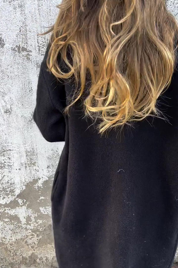 Solid Color Lapel Long Sleeve Loose Casual Jacket-consonak