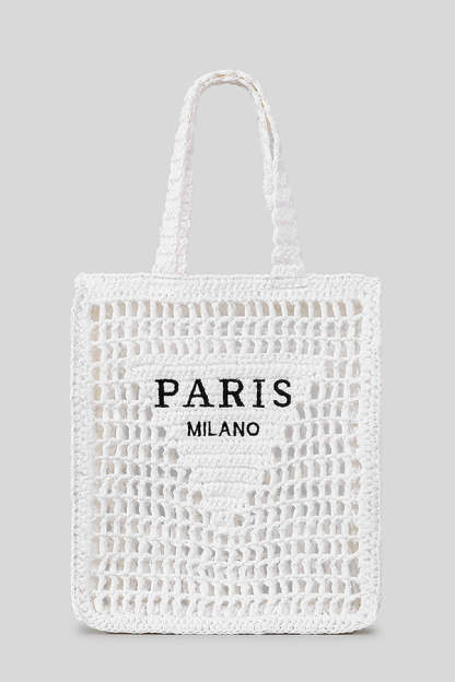 Letter Hollow Woven Beach Bag-consonak