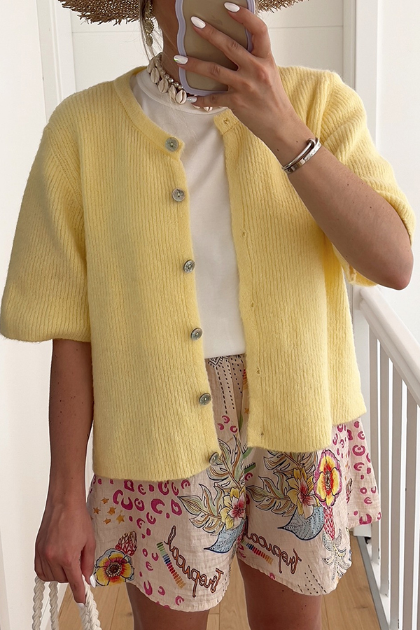 Solid Color Casual Buttoned Loose Knitted Cardigan-consonak