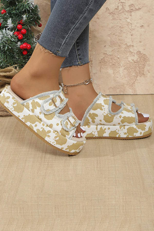 Summer Thick Soled Denim Belt Buckle Sandals-consonak