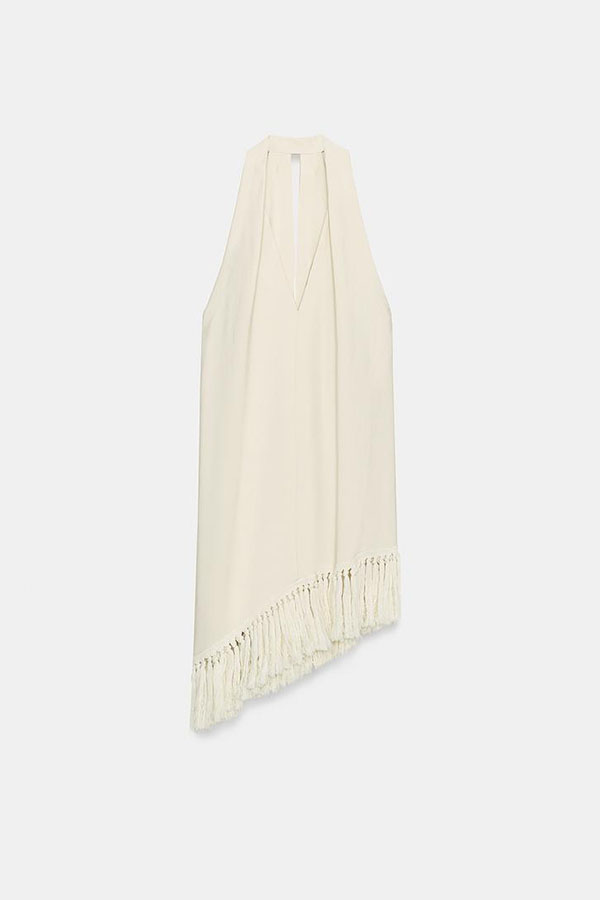 Kortnie Linen Blend Tassel Hem Halter A-line Top and High Rise Pocket Wide Leg Slit Pants Set-consonak