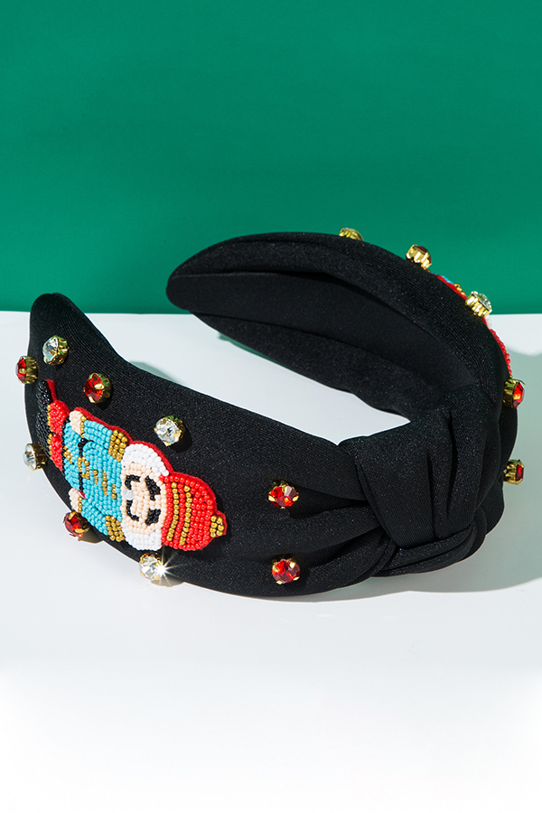 Christmas Hand-sewn Rice Bead Soldier Headband-consonak