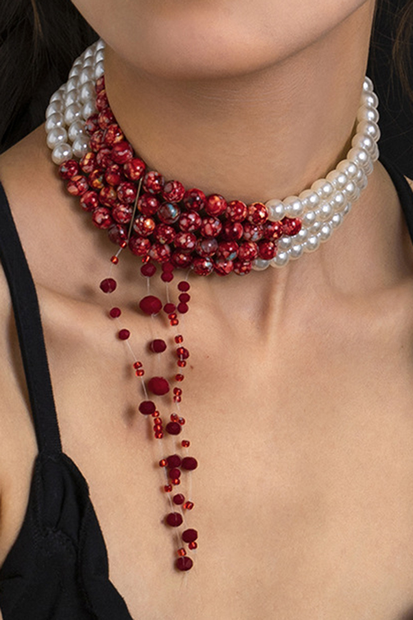 Gothic Blood Drop Tassel Halloween Personalized Necklace-consonak