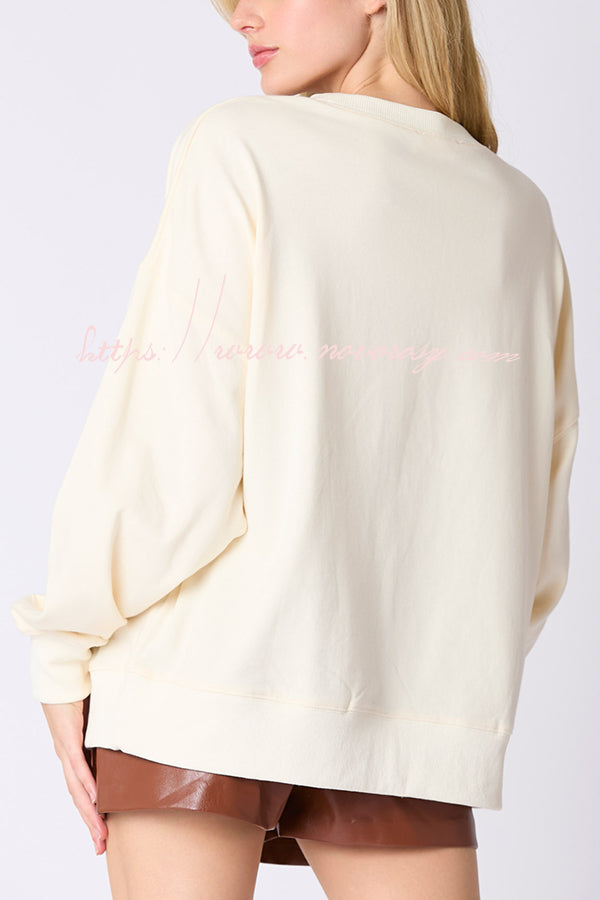 Halloween Colorful Pumpkin Embroidered Loose Casual Sweatshirt-consonak