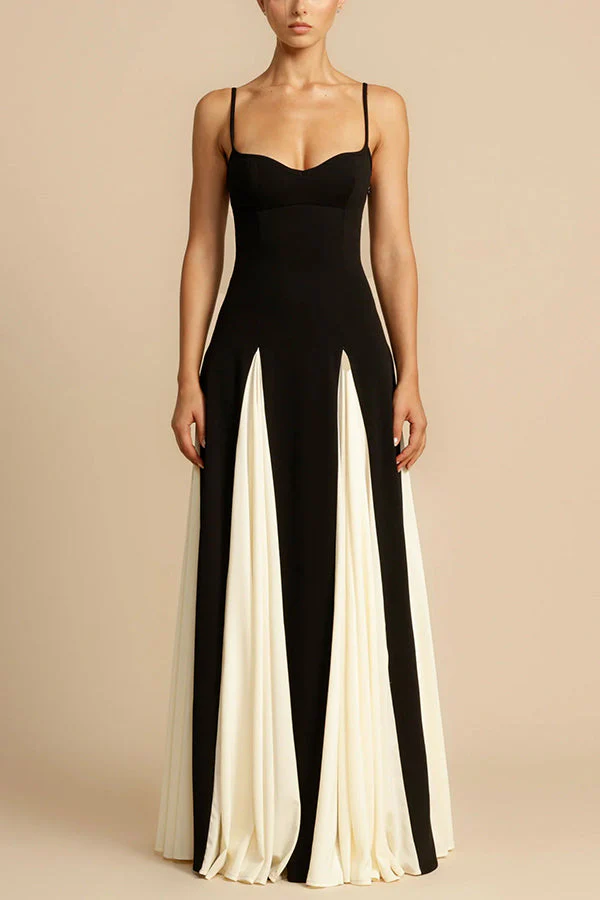 Eternal elegant stitching black and white tulle wavy dress | Consonak