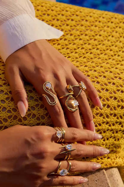 Elegant Zircon Geometric Titanium Steel Ring-consonak