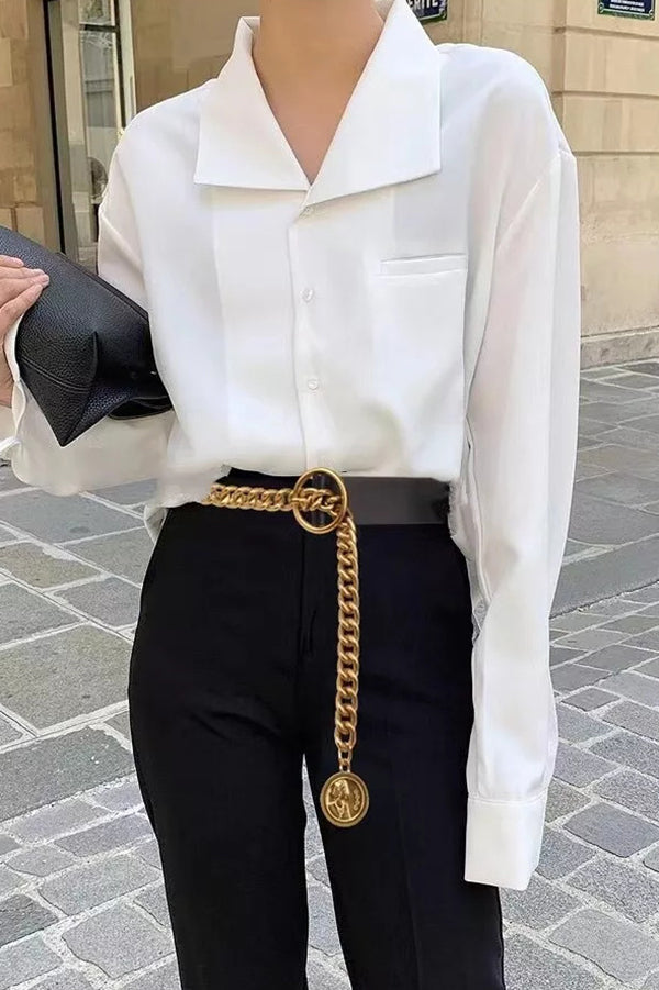 Retro Fashion Pu Leather Chain Belt-consonak