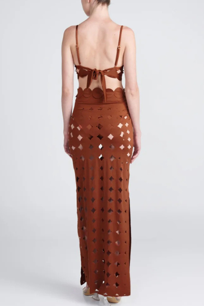 Elegant Openwork Slit Vacation Maxi Skirt-consonak
