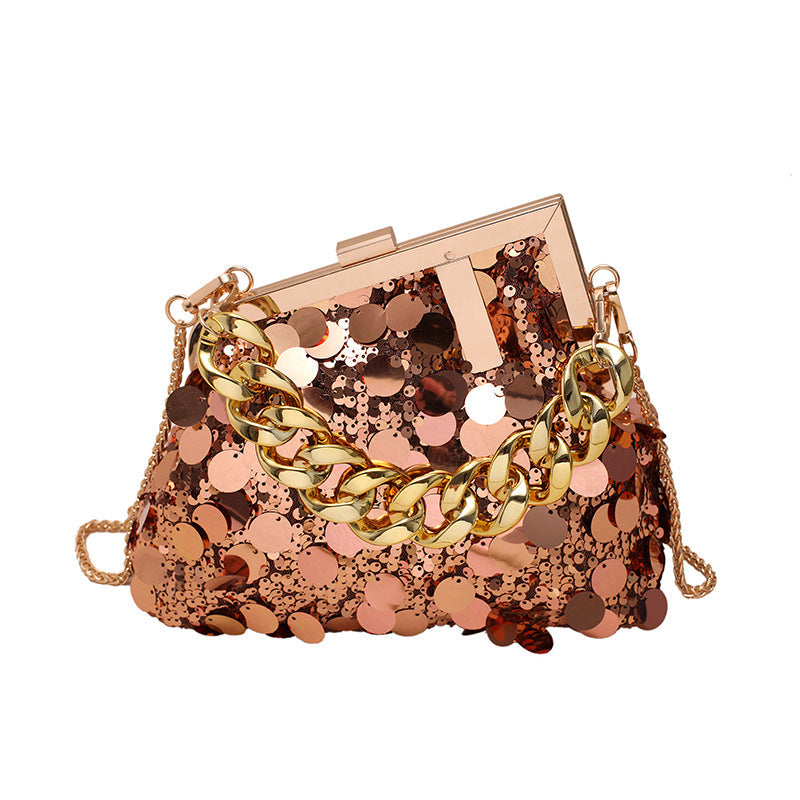 Sequin Chain Shoulder Crossbody Evening Bag-consonak