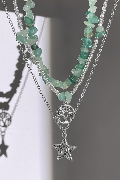 Ethnic Style Stacked Gravel Beaded Necklace-consonak