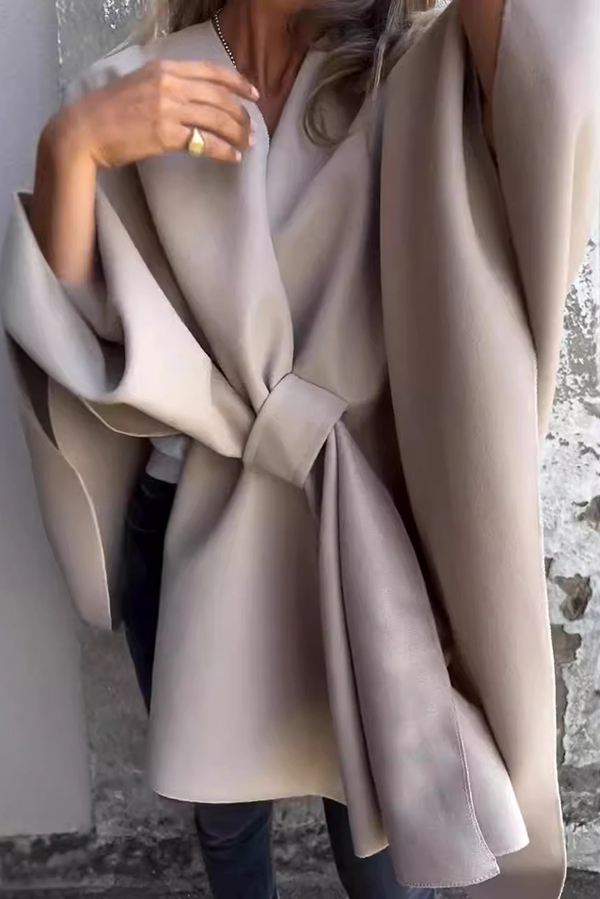 Solid Color Loose V-neck Shawl Cape Jacket | Consonak