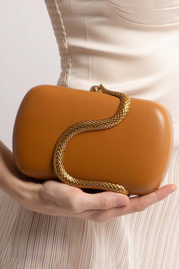 Fashionable Snake-embellished Evening Clutch-consonak