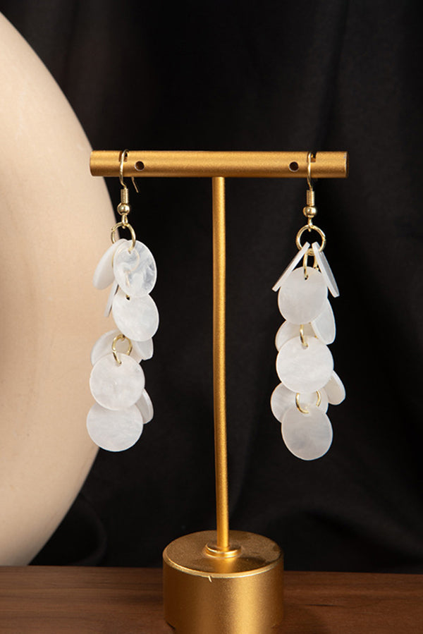 Resort Style Colorful Round Shell Tassel Earrings-consonak