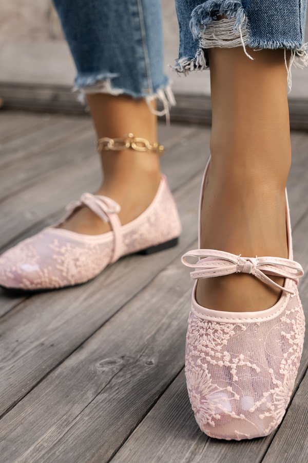 Fashionable Sequined Embroidered Square-toe Flat Casual Shoes | Consonak