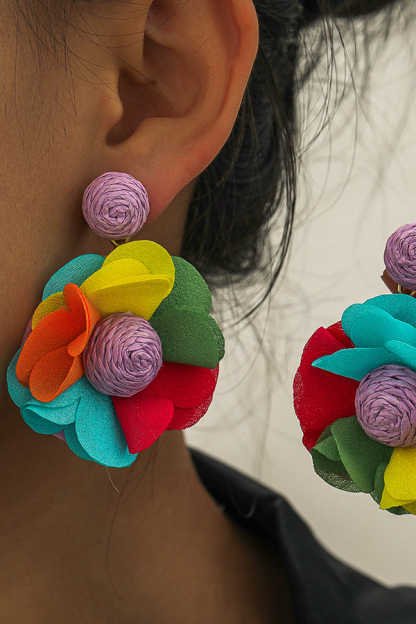 Bohemian Resort Style Fabric Flower Earrings-consonak