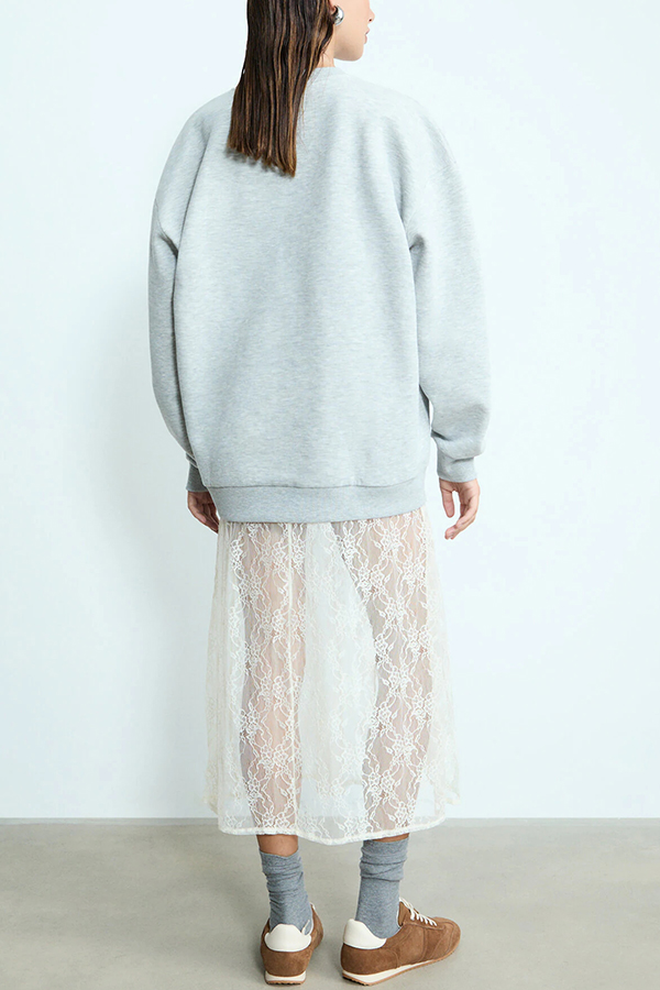 Elegant Casual Feeling Floral Lace Elastic Waist Maxi Skirt-consonak