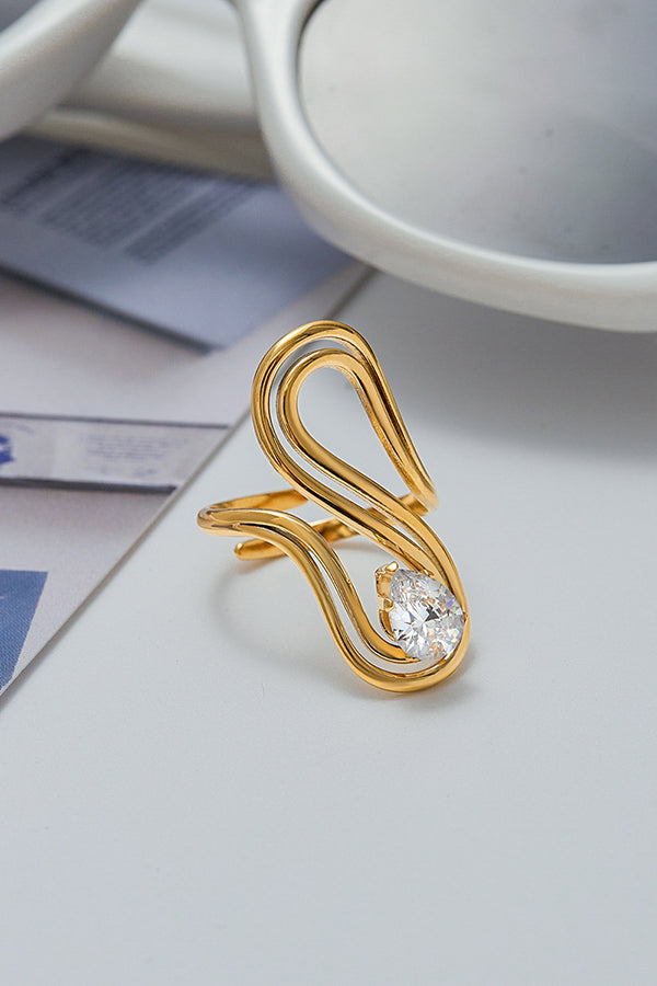 Elegant Zircon Geometric Titanium Steel Ring-consonak