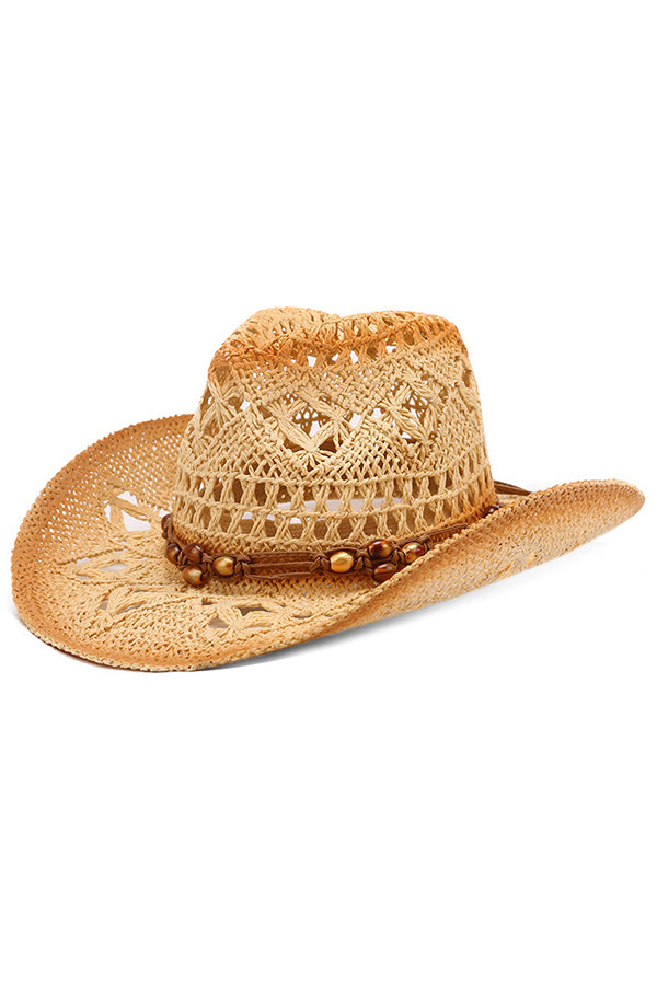 Vintage Western Cowboy Hollow Woven Straw Hat-consonak