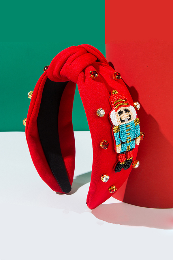 Christmas Hand-sewn Rice Bead Soldier Headband-consonak