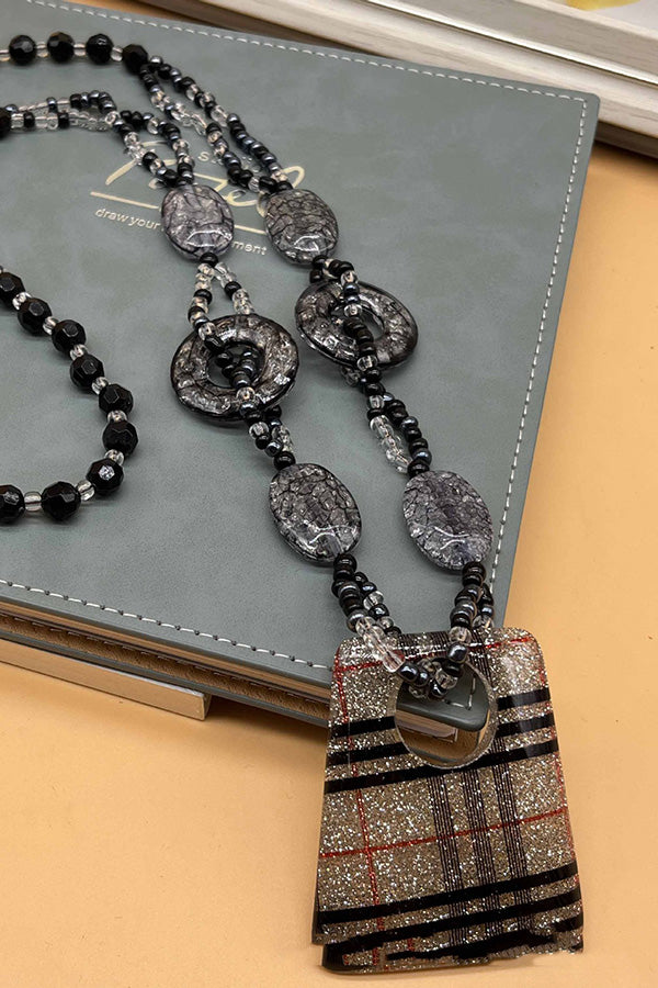 Leopard Print Long Geometric Accessories Necklace | Consonak