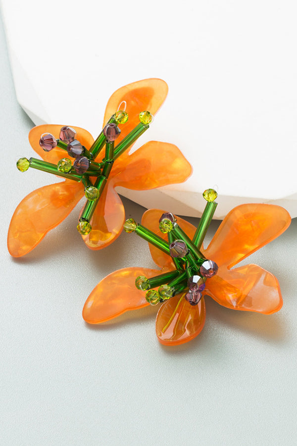 Colorful Acrylic Hand-woven Flower Earrings | Consonak