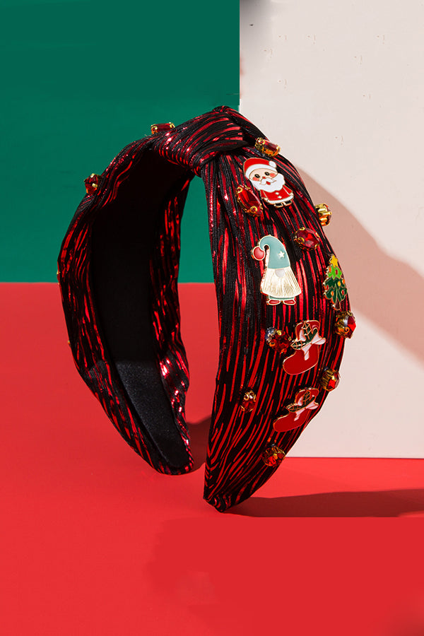 Christmas Colorful Diamond Alloy Embellished Fabric Headband-consonak