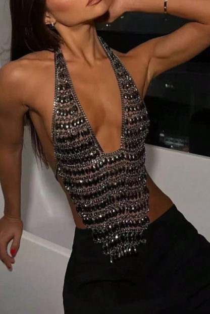 Stylish Handmade Sparkling Gemstone Body Necklace-consonak