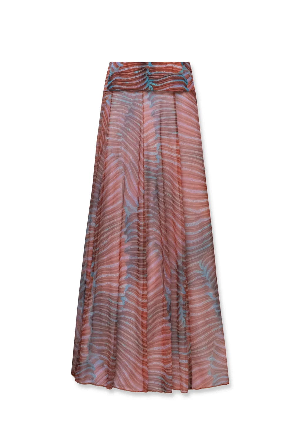 Bella Stretch Mesh Unique Print Bodysuit and High Rise Elastic Waist Maxi Skirt Set | Consonak