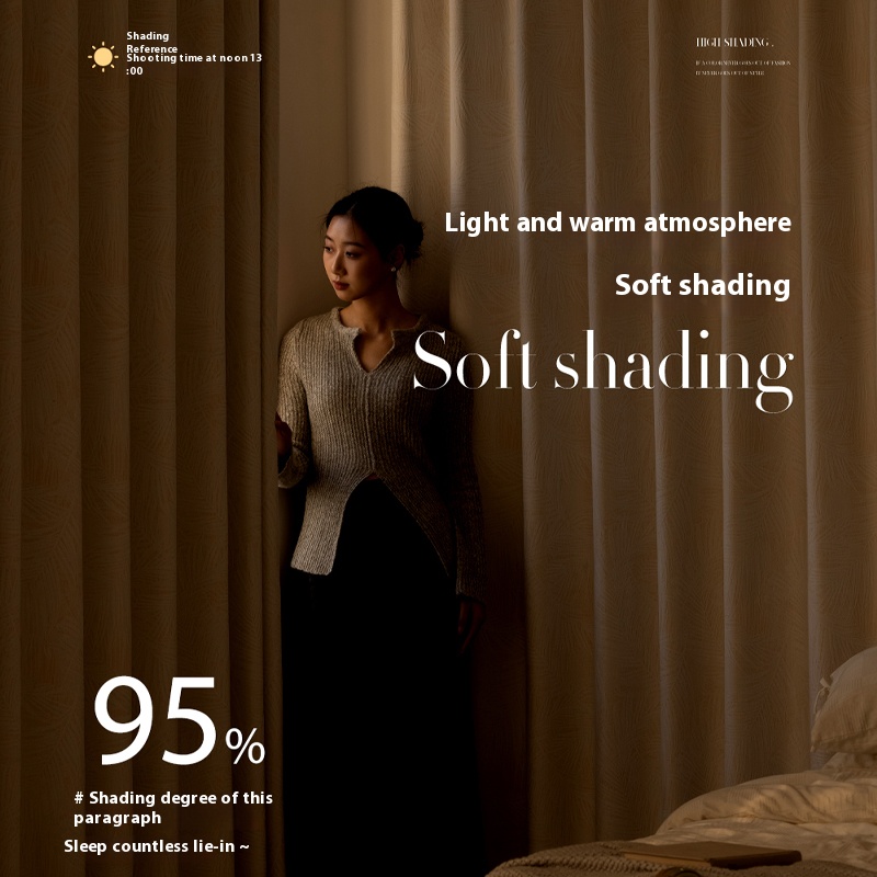 1 perforated French cream style curtain, made of chenille jacquard fabric, new light luxury curtain, modern and simple bedroom shading and insulation