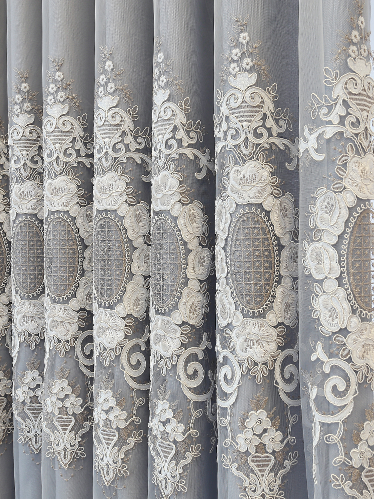 1 piece of European double-layer blackout curtain, exquisite embroidered yarn, suitable for windows in various room types such as bedrooms and living rooms